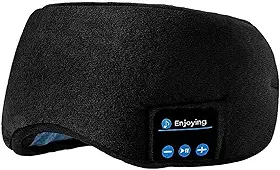 Máscara de Dormir com Fones Bluetooth 5.0 Integrados Tapa Olho Blackout Ajustável Lavável Recarregável para Sono Viagem Preto