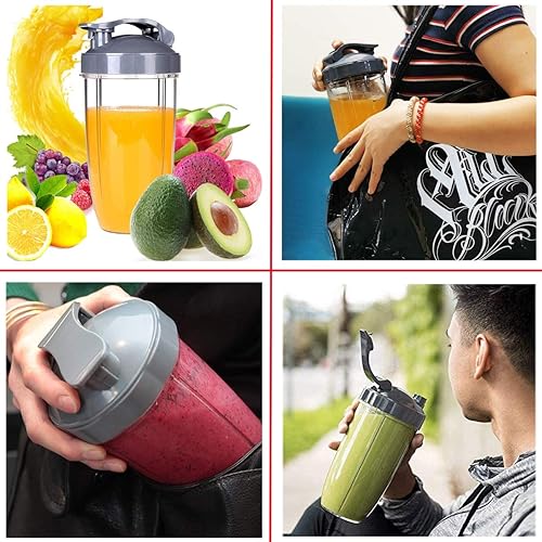 Miniatura 10 de Piezas de repuesto para NutriBullet, 2 vasos altos de 32 onzas, 2 tapas abatibles para llevar, 2 juntas y cepillo limpiador para NBullet de 600 W y