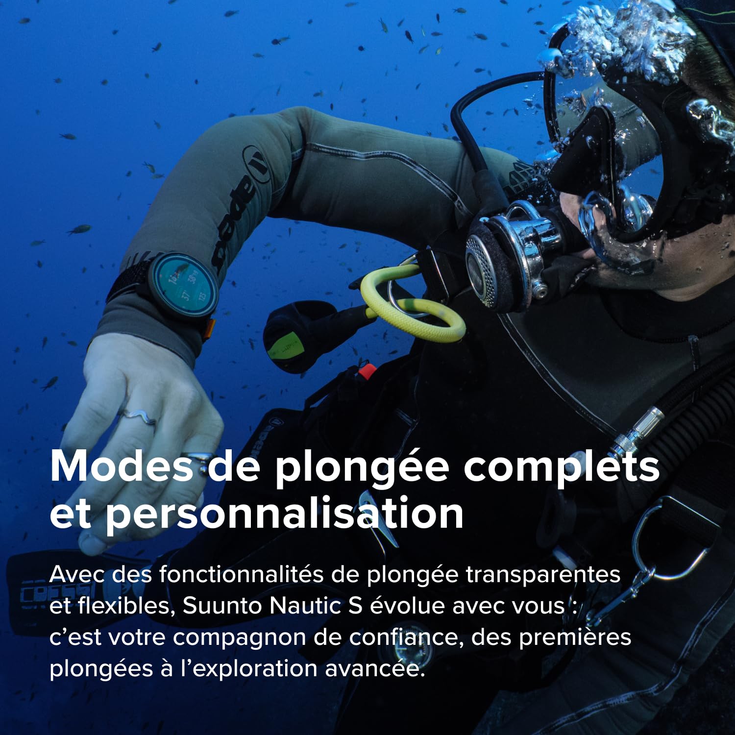 SUUNTO Nautic S Ordinateur de Plongée Montre GPS Écran AMOLED Analyse Gaz Sans Fil Autonomie 60h Plongée Étanche 80m Cartes Hors Ligne