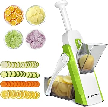 Upgraded Mandoline Slicer for Kitchen &Safe Vegetable Chopper 5 in 1 & Adjustable Mandoline Slicer,Can cut slicing,strips,shredding and dicing Kitchen Veggie chopper Only Slicer Green