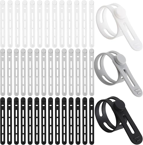 Miniatura 9 de 42 Piezas Bridas de Cable de Silicona Reutilizables Correas para Cables Organizador de Cables Elástico Multipropósito para Agrupar Sujetar