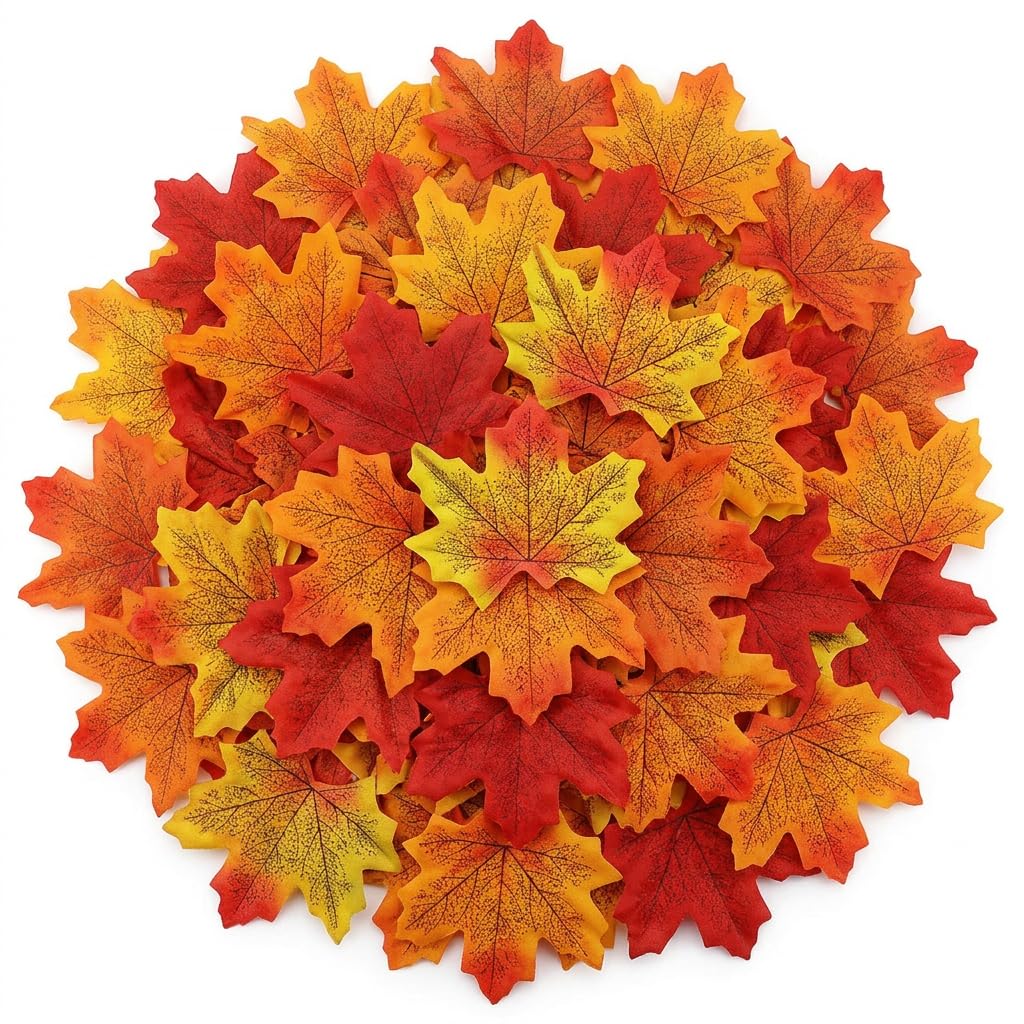 Kuwuarg 300PCS Maple Leaves, Fall Colored Autumn Table Scatters