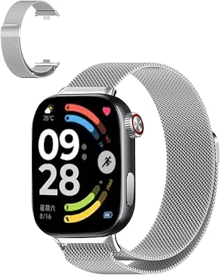 for Redmi Watch 6 Stainless Steel Magnetic Loop Strap, Adjustable Metal Replacement Band with Magnet Closure, Breathable Mesh, Stylish & Durable for Men WomenSilver
