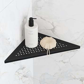 Qeke Corner Shower Shelves, 10 Recessed Tile Shower Shelf Black, 1 Pack