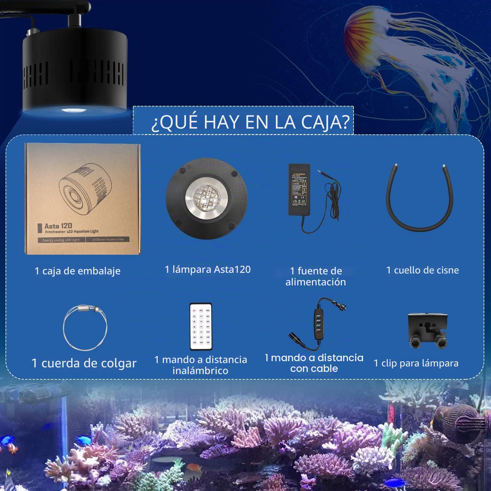 Lominie Luz de acuario de coral de arrecife con regulador inteligente de atenuación y temporizador, luz de espectro completo para acuario de arrecife de agua salada de 60 cm