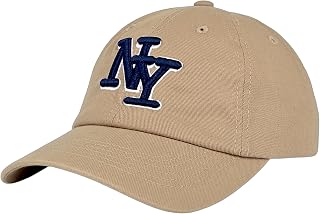 NY 3D Embroidered Cotton Dad Hat – New York Baseball Cap, Adjustable Metal Buckle Strap, Unstructured Low-Profile Style