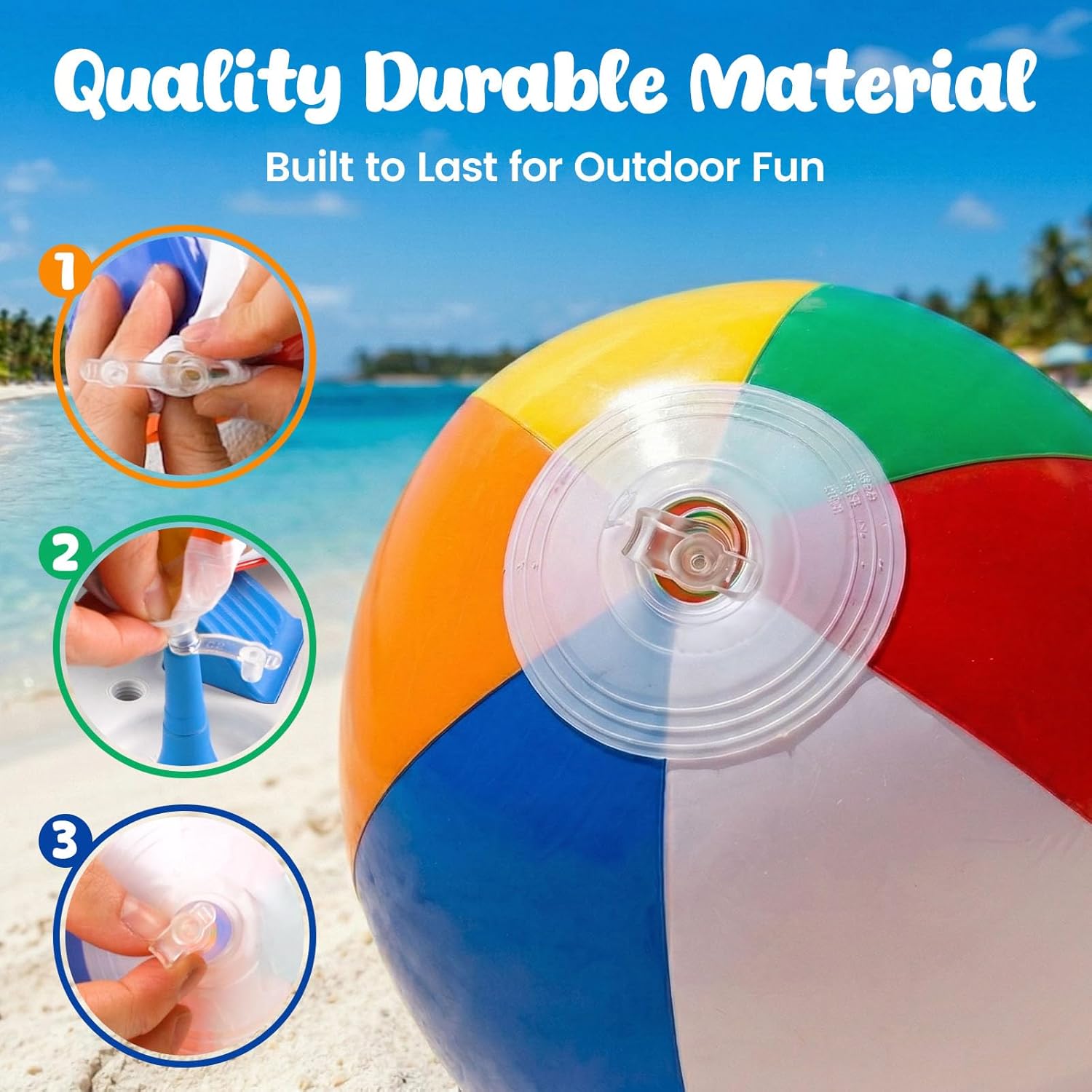 3 otters 4Pack 12 Inch Beach Balls, Inflatabl Rainbow Swimming Pool Toys for Summer Water Games, Beach Party Favors