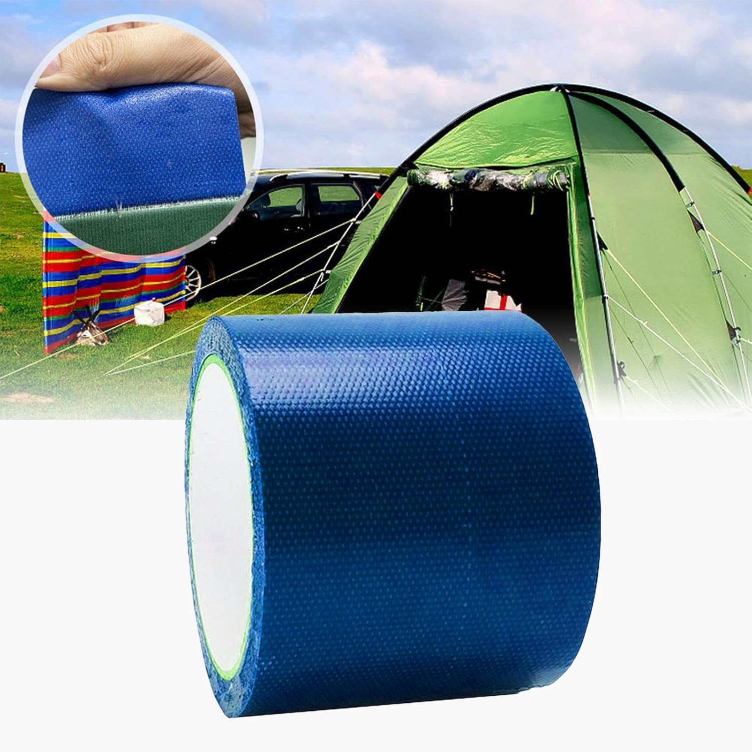 VELURA RV Awning Repair Tape Thicken Canvas Repair Tape for Packaging Raincoat Raft Blue 8cm|1 Roll Tarpaulin Repair Tape| Tent & Canopy Accessories| Camping & Hiking | Outdoor Sports |Sporting Goods