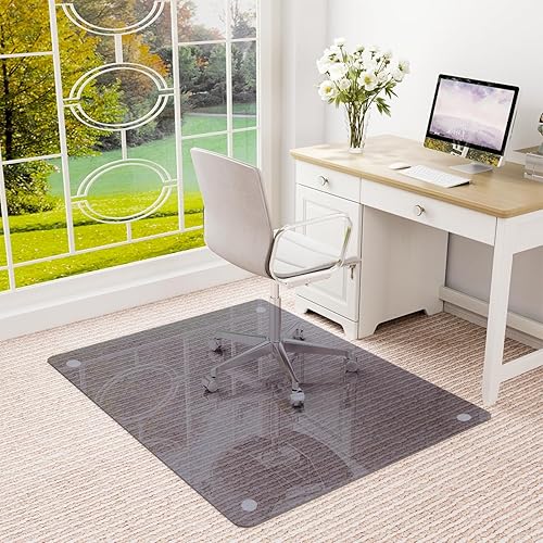 Miniatura 9 de Tapete para silla de 46" x 55" para alfombra - Tapete para silla de oficina - Tapete de piso de vidrio templado para hogaroficinaalfombra - Tapete