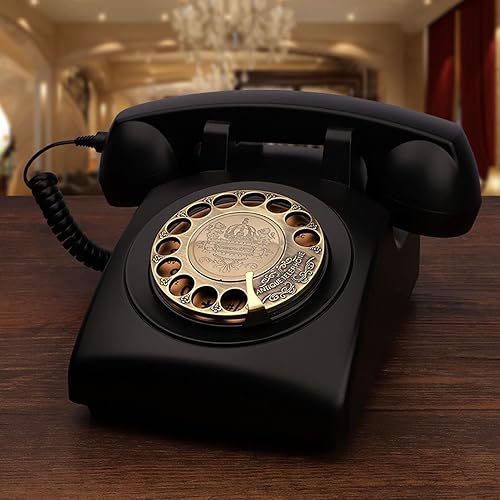 Retro Corded Landline Phone,Classic Rotary Design Old Fashioned Desk for Home and Office