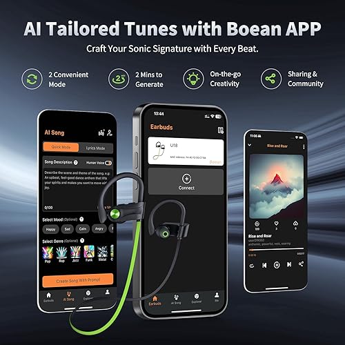 Miniatura 7 de JOYWISE Auriculares Bluetooth, auriculares inalámbricos IPX8 impermeables Bluetooth 5.3 con 16 horas de reproducción, auriculares estéreo con