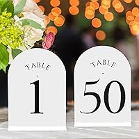 Vista 35 de JOYIT Números de Mesa de Boda en Arco 1-10 con Soportes – Letreros Acrílicos Impresos por Ambos Lados de 5" X 7" con Fondo Negro y Texto Blanco