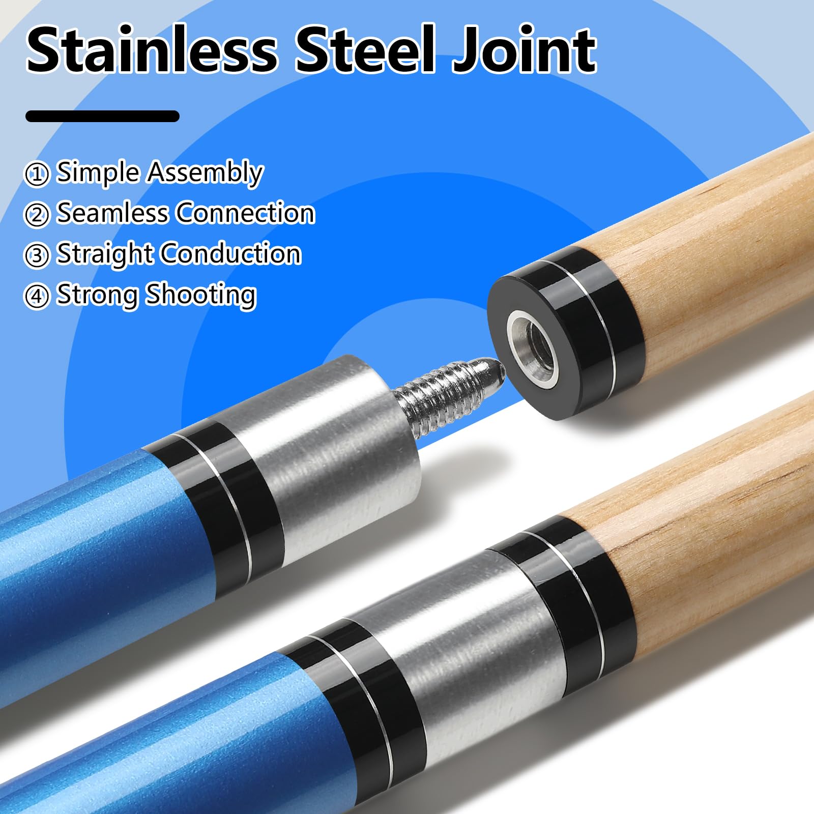 Billard Queue 18 19 20 21 oz, 58" Pool Queue Sticks 13mm Spitzen für Professionelle Billardspieler, 1/2 Queue Sticks für Billard Tisch Sport für Bar Haus Pool Tisch Sport 8/9 Ball