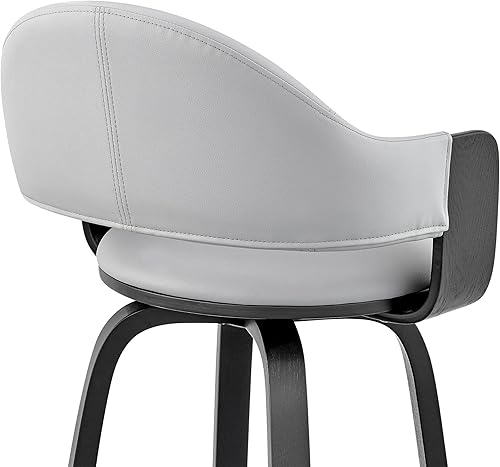 Miniatura 154 de Armen Living Jayden - Taburete de bar moderno giratorio de piel sintética gris y madera de nogal de 26 pulgadas para encimera de isla de cocina