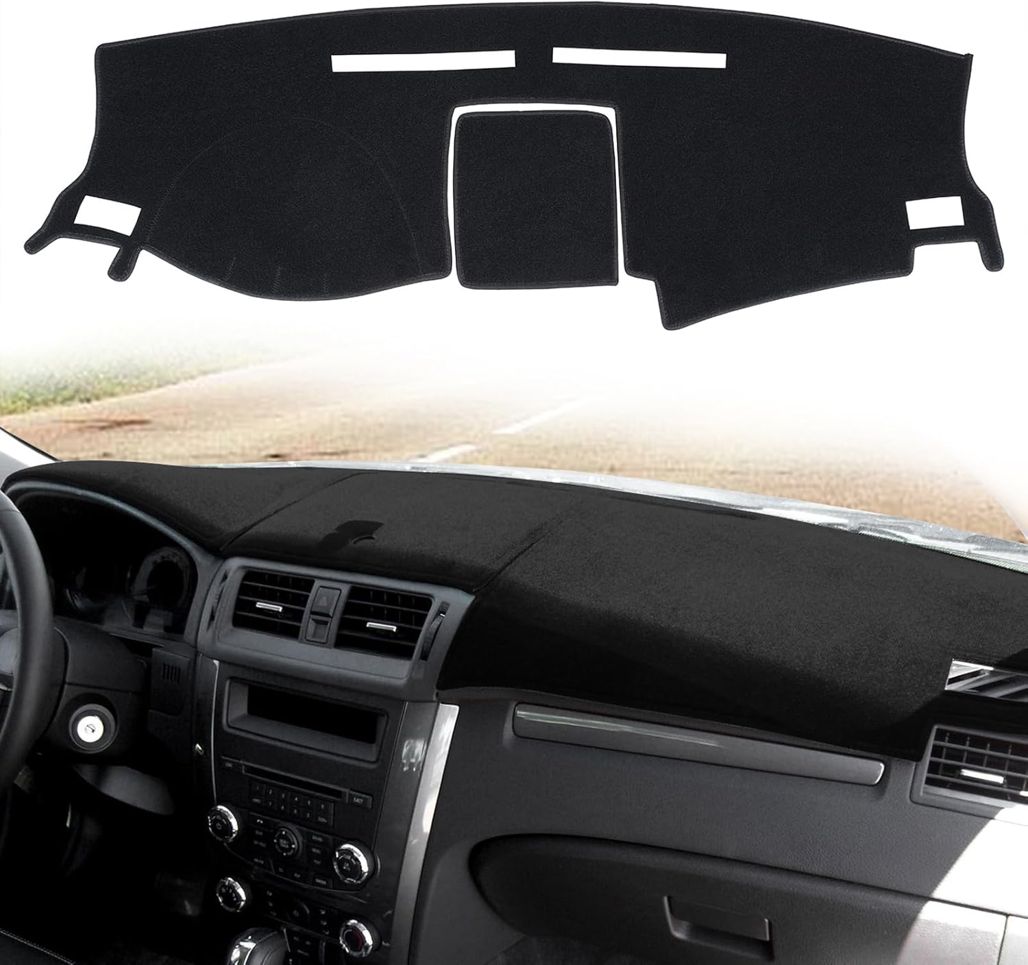 Dashboard Cover Dash Cover Mat Pad Carpet Custom Fit for Ford Fusion 2010 2011 2012 (Black)