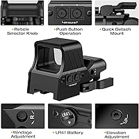 Vista 6 de MidTen 1X22X33 Red Green Dot Sight 4 Reticles Reflex Sight Quick Detach Mount 20mm Rail