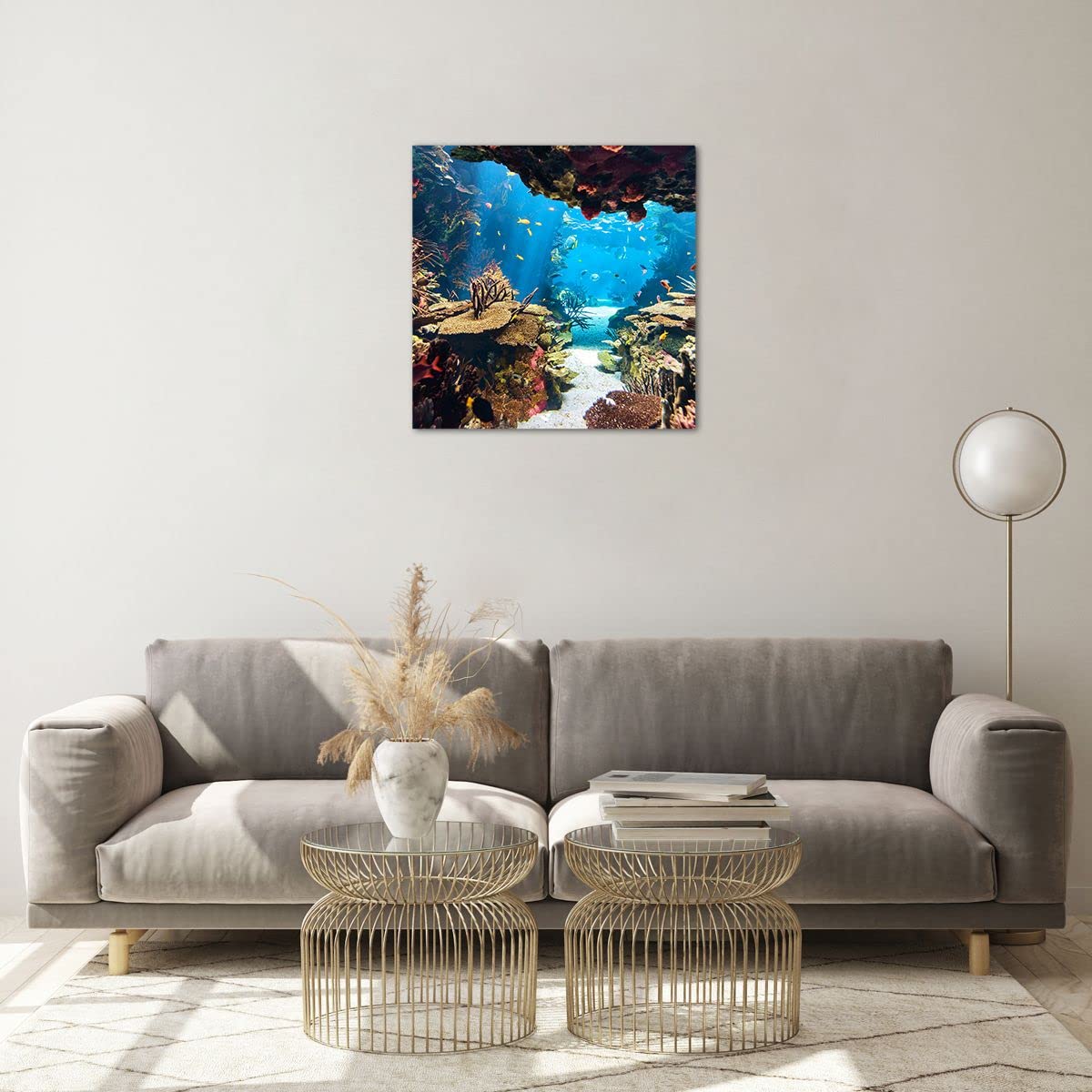 Moderne Impression sur Verre Océan Récif Poissons Corail