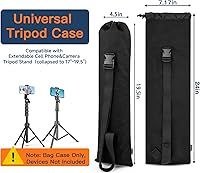 Vista 2 de Funda de transporte de viaje para trípode de teléfono celular y palo de selfie, bolsa de almacenamiento de nailon monopie con correa compatible