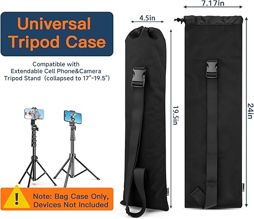 Miniatura 2 de Funda de transporte de viaje para trípode de teléfono celular y palo de selfie, bolsa de almacenamiento de nailon monopie con correa compatible con