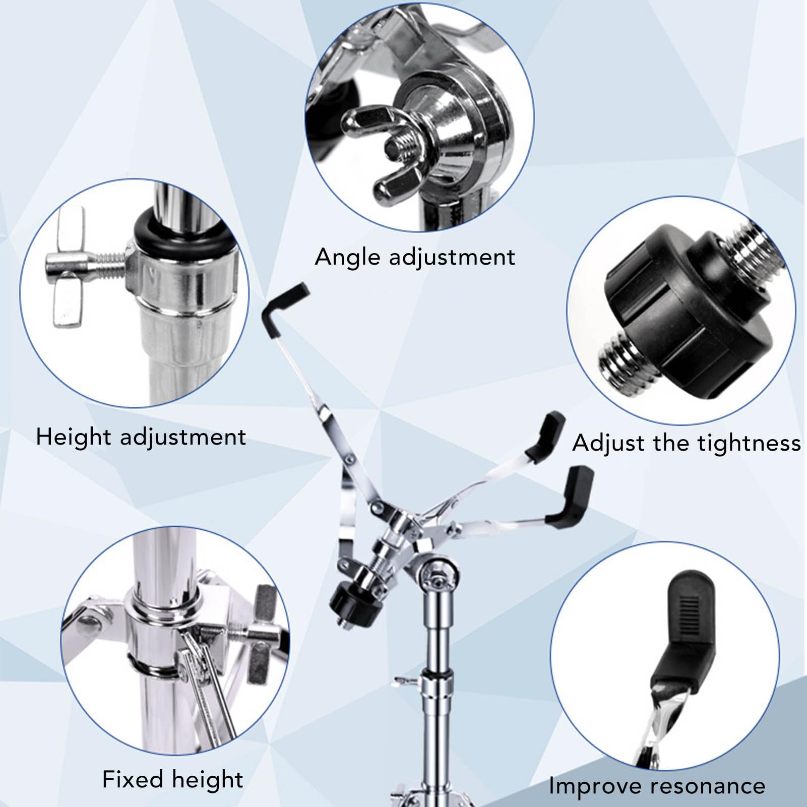 Tyenaza Snare-Drum-Ständer, Universeller Verstellbarer Übungs-Pad-Halter aus Kohlenstoffstahl Für Snare-Drum-Anfänger(Snare Drum Stand)
