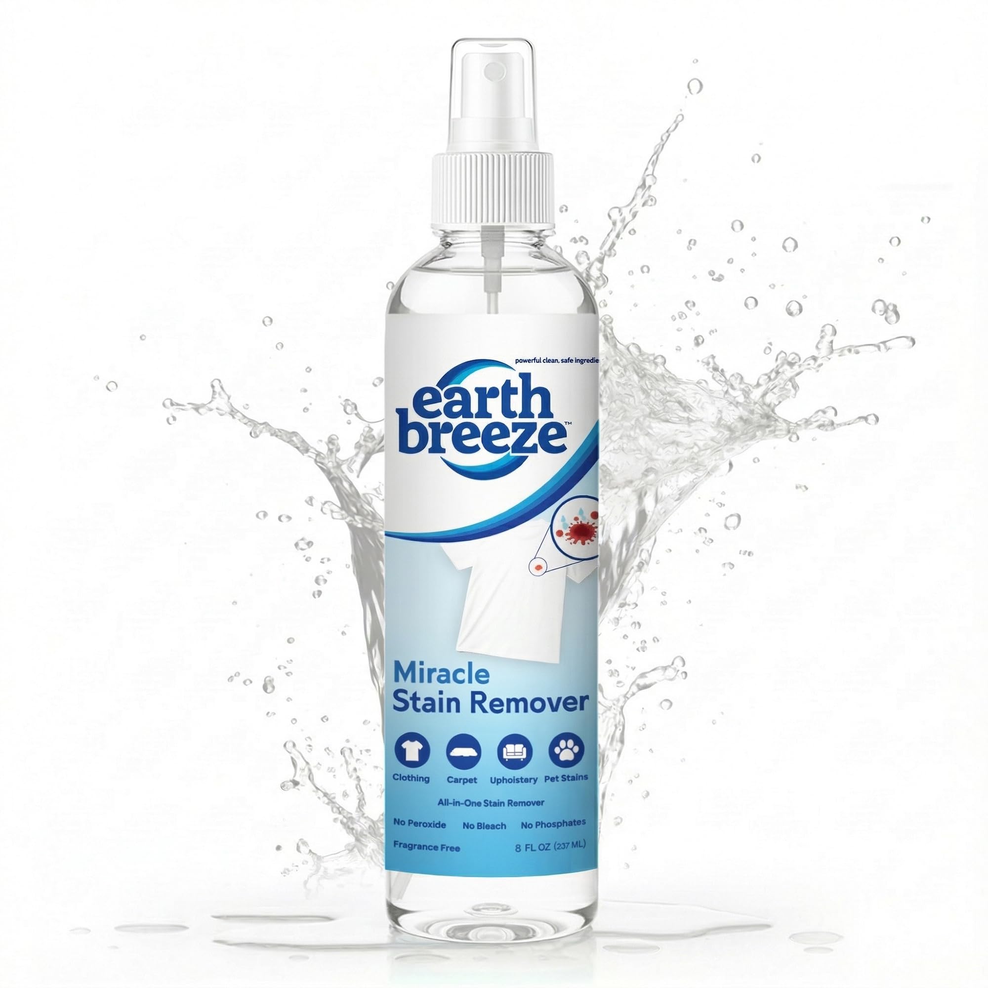 Earth Breeze Miracle Stain Remover Spray – Powerful 8 Fl Oz (Pack