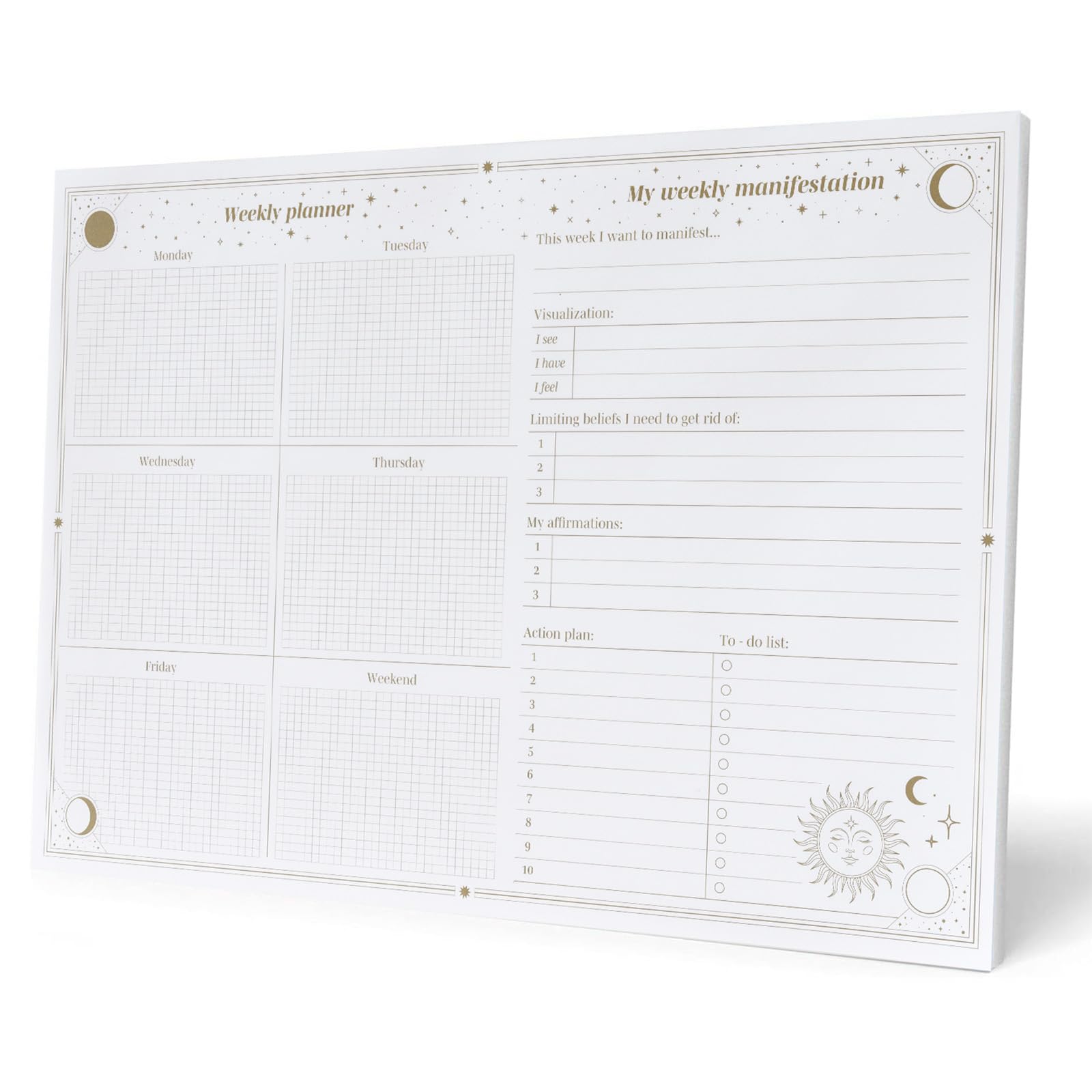 Grupo Erik Weekly Planner A4 - Astral | Undated Daily Planner Family, Desk Calendar, 54 Tear Off Pages Notepad | Cute Stationery Gifts Under 10 Pounds