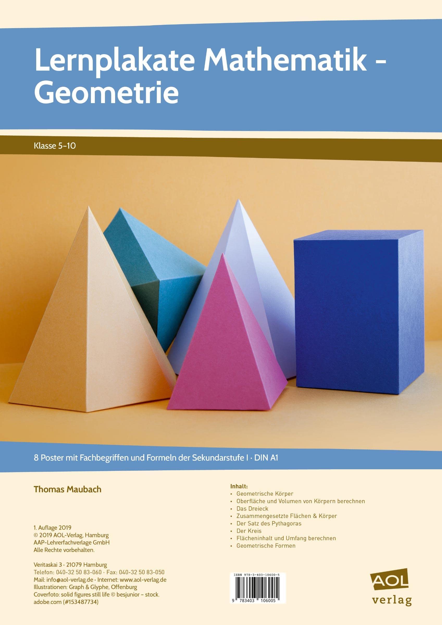 Lernplakate Mathematik - Geometrie: 8 Poster mit Fachbegriffen und