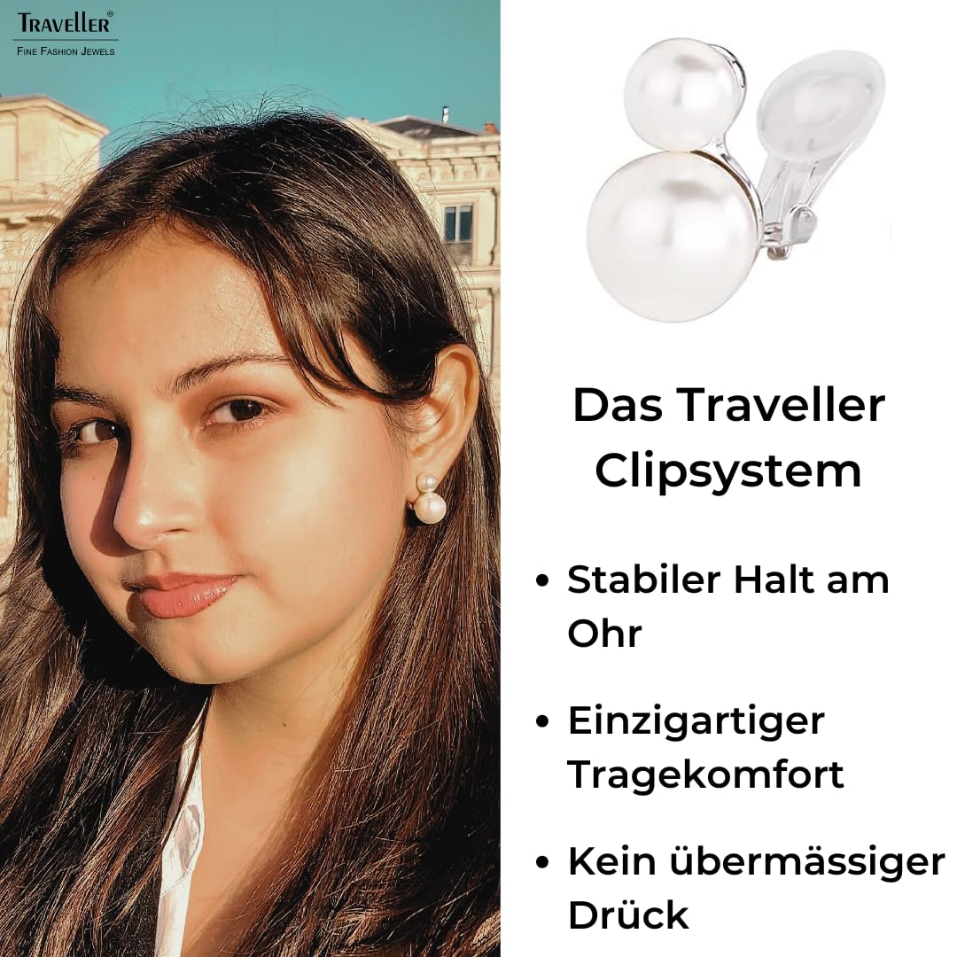 Traveller Ohrclip - Damen - Doppel-Perle