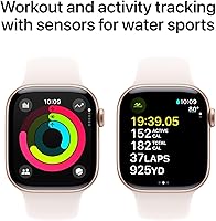 Vista 4 de Apple Watch Series 10 [GPS, 42 mm] - Caja de aluminio en color oro rosa con banda deportiva de color rosa claro, S/M (renovado)