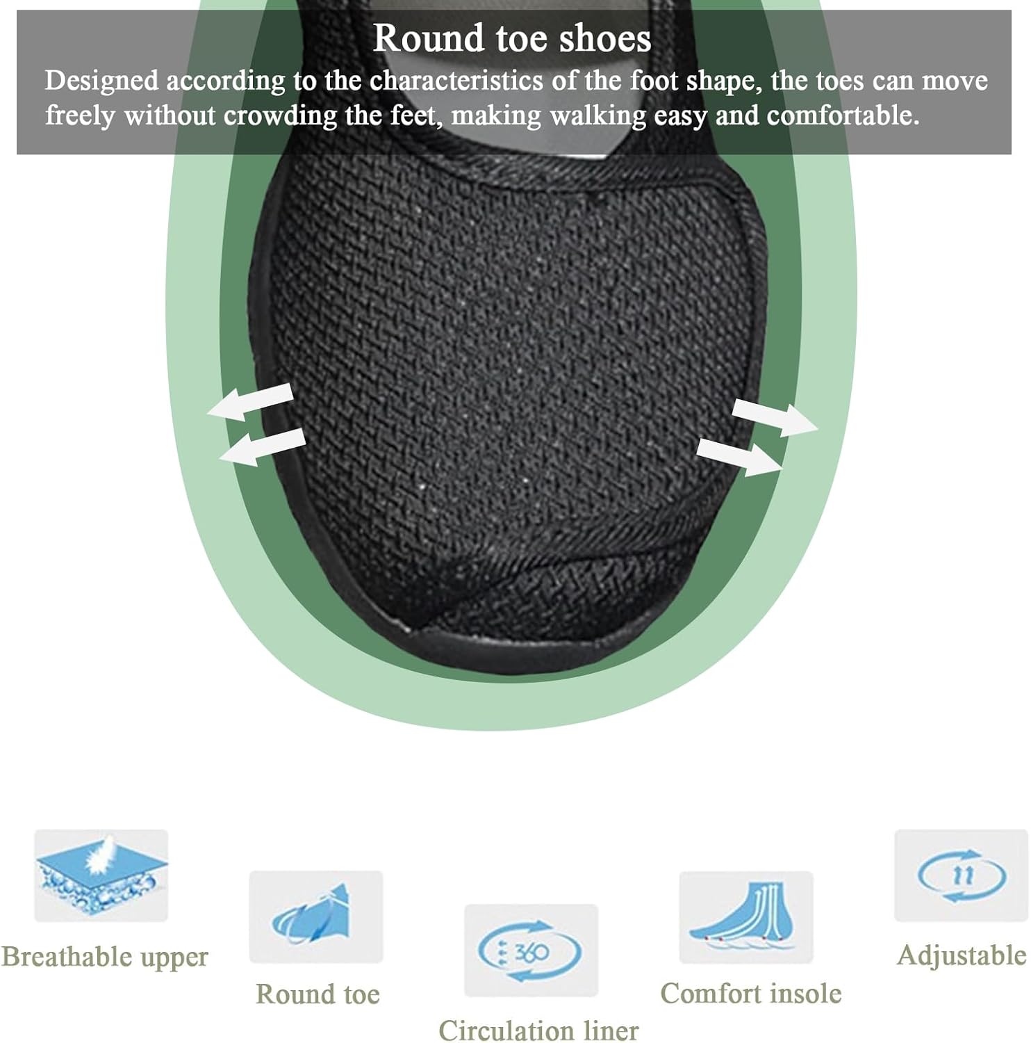 Diabetic Sandals for Women Wide Width Lightweight Adjustable Breathable Shoes Non Slip Women Slippers for Arthritis Edema Swollen Feet