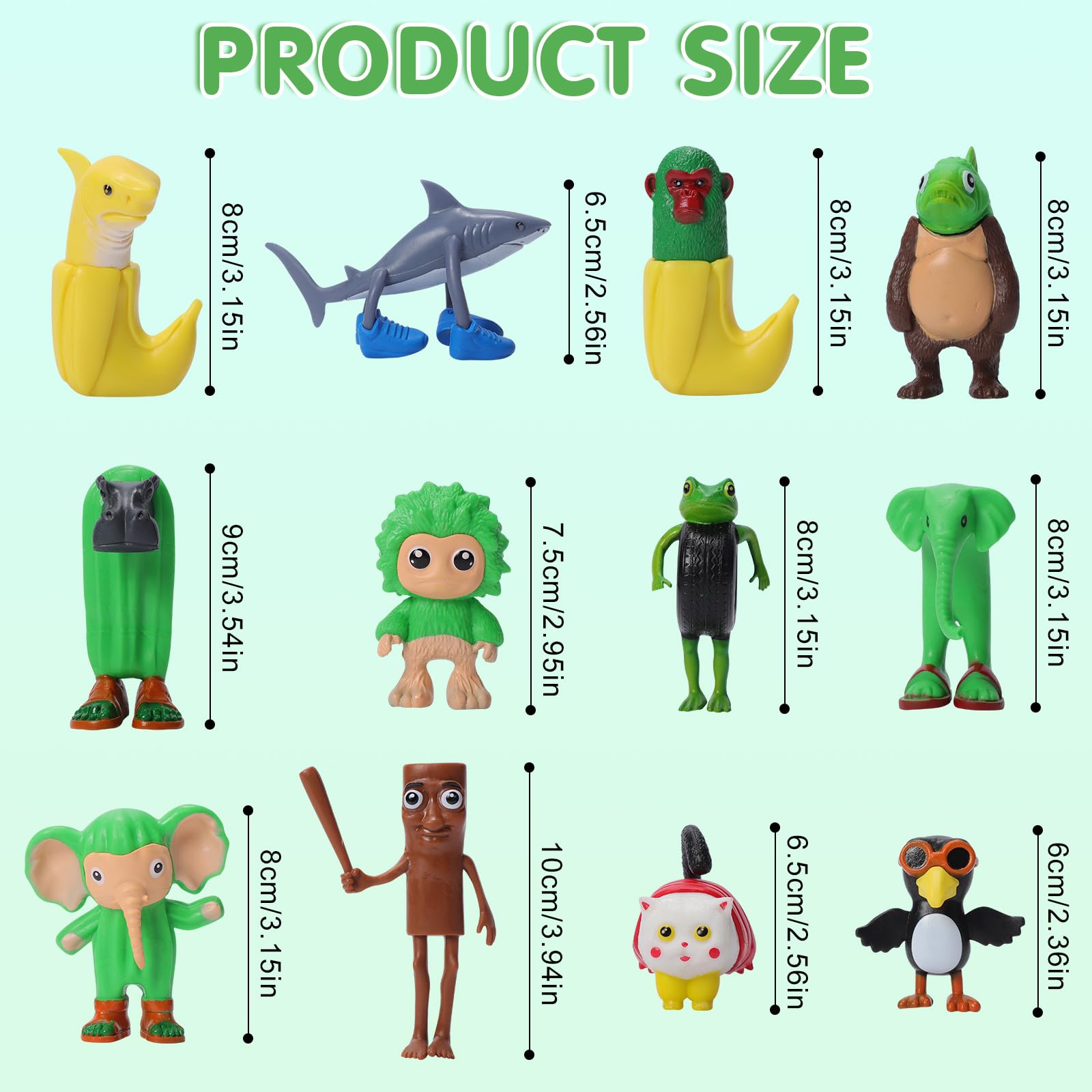 Fjquamitix 12 PCS Italian Brainrot Action Figures Set Tung Tung Tung Sahur Meme Toys Tralalero Tralala Set Desk Decorations Creative Shark Monkey Gifts For Kids Adults Friends (Action Figures Set B) - Image 2