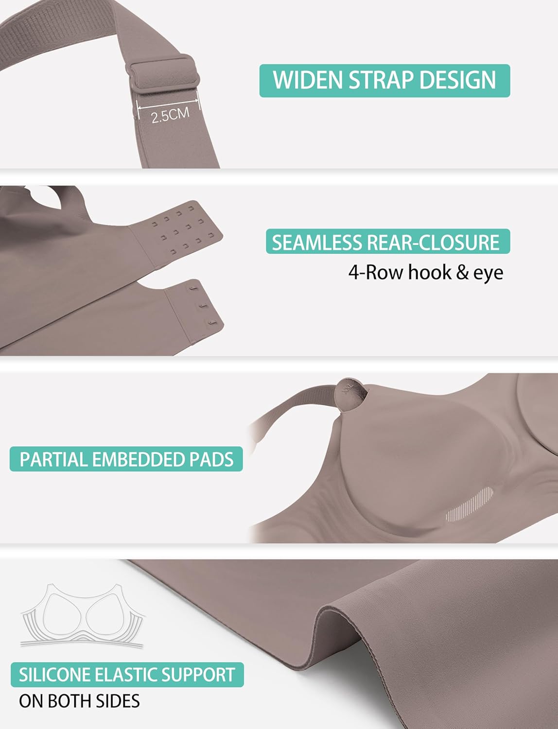 Seamless Wireless Push Up T-Shirt Bras for Women – Soft Full Coverage Bralettes with No Underwire - Image 5