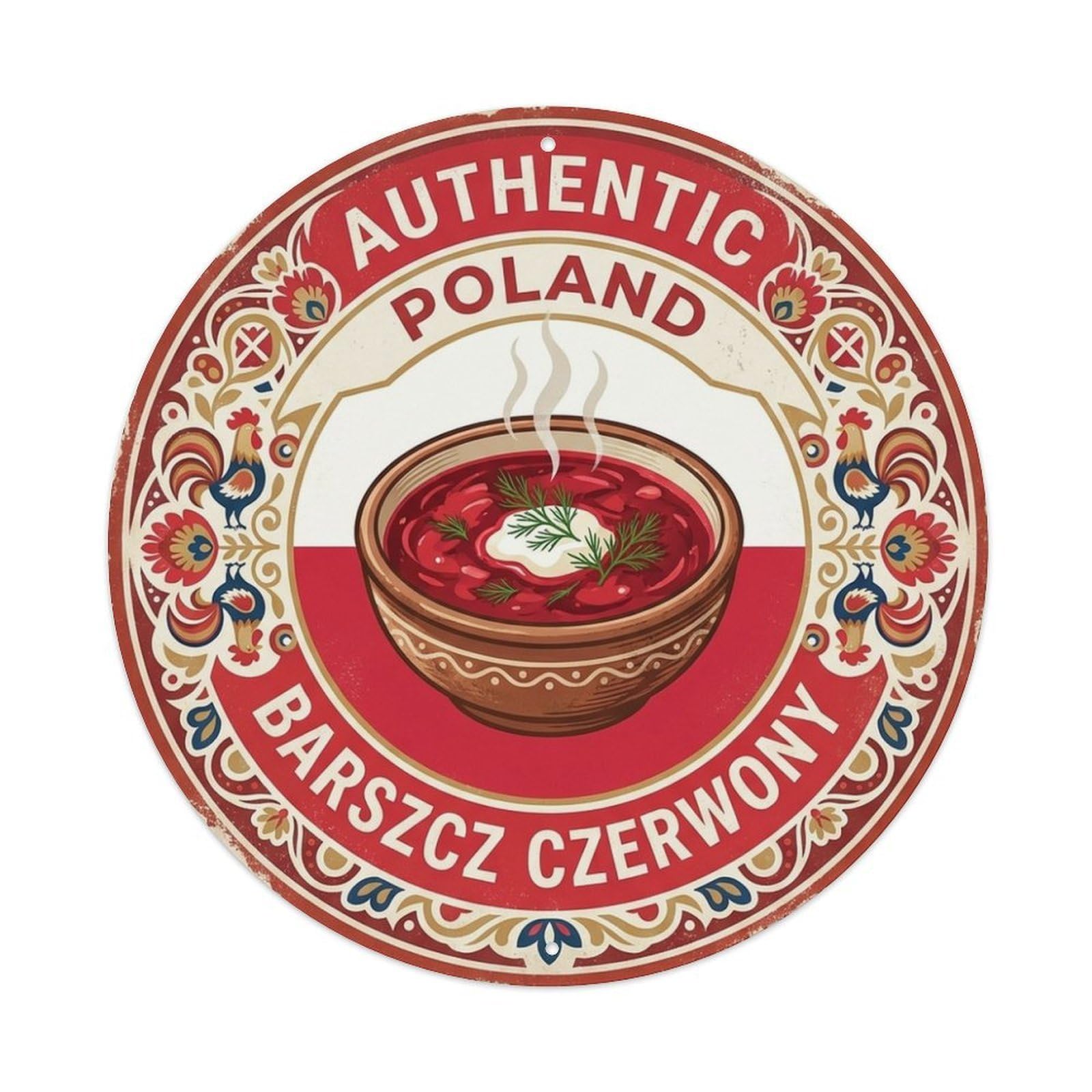 Poland Travel Beet Soup Heritage Cuisine Metal Tin Sign