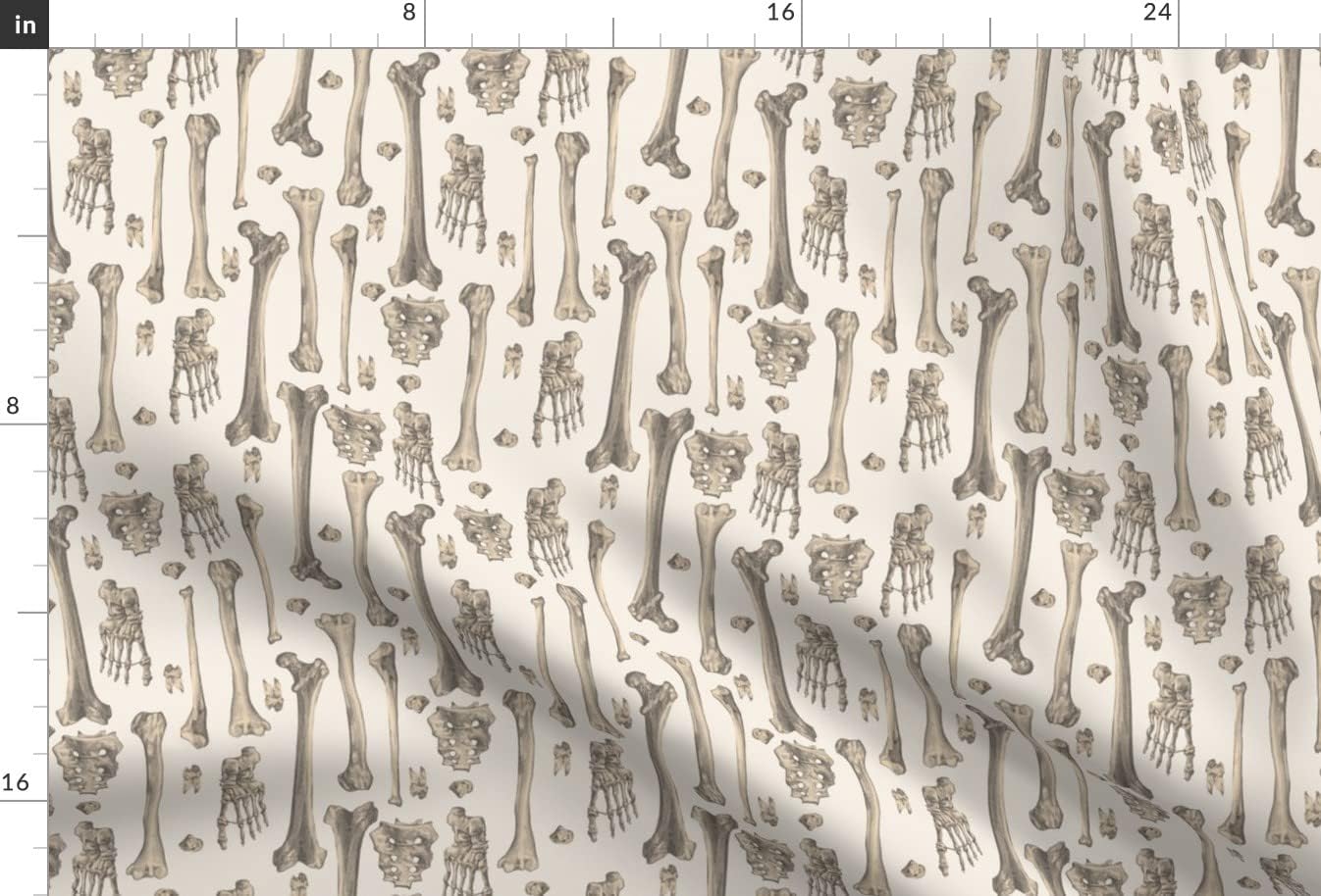 Spoonflower Fabric - Bones Anatomy Skeleton Medicine Pencil Drawing Biology Printed on Upholstery Velvet Fabric Fat Quarter - Upholstery Home Decor Bottomweight Apparel