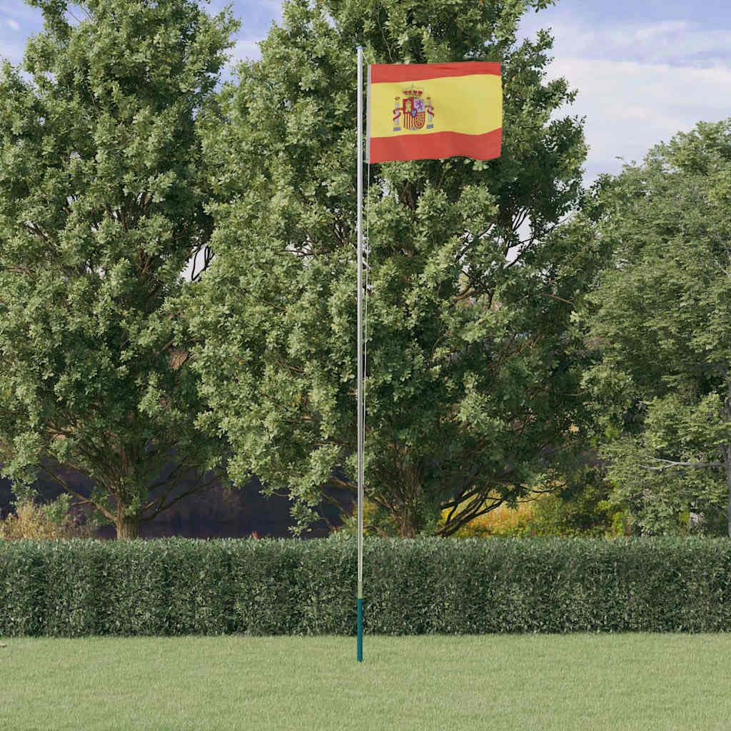 vidaXL Mástil y bandera de España aluminio 6,23 m, bandera nacional, asta de bandera, palo de bandera, bandera, mástil de bandera