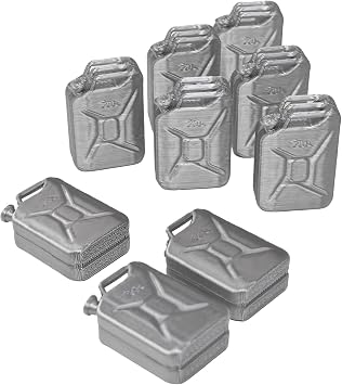 9 Pcs Grey 3D Printed Jerry Can Model Set - 118 Scale Miniature Accessories for Military Diorama, Vehicle Display & Model Collectors Grey