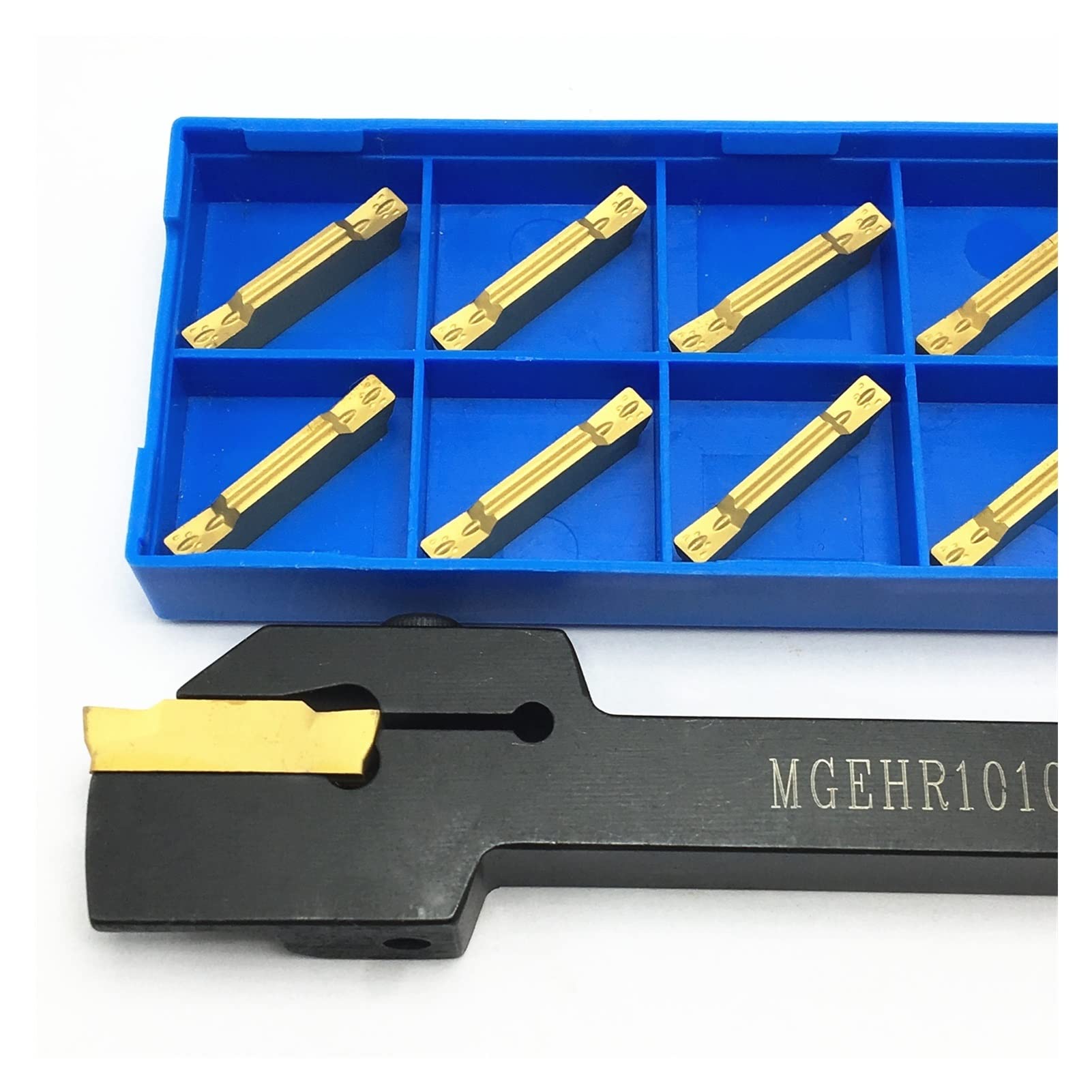 Cuchillas de torneado CNC, 1 soporte for herramientas de ranurado externo + 10 herramientas de separación de torneado de insertos de carburo(Mgehr10103,MGMN300 PC9030)
