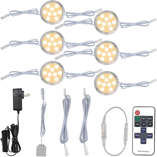 Lámpara de luz LED para debajo del armario, luz LED para debajo del gabinete, en serie, enlazable, control remoto inteligente regulable, enchufe de