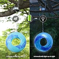 Vista 4 de VCUTEKA Comedero Solar para Pájaros Fly Through para Exteriores Colgante con Recipiente de Vidrio de Forma Redonda para Atraer Más Aves Silvestres