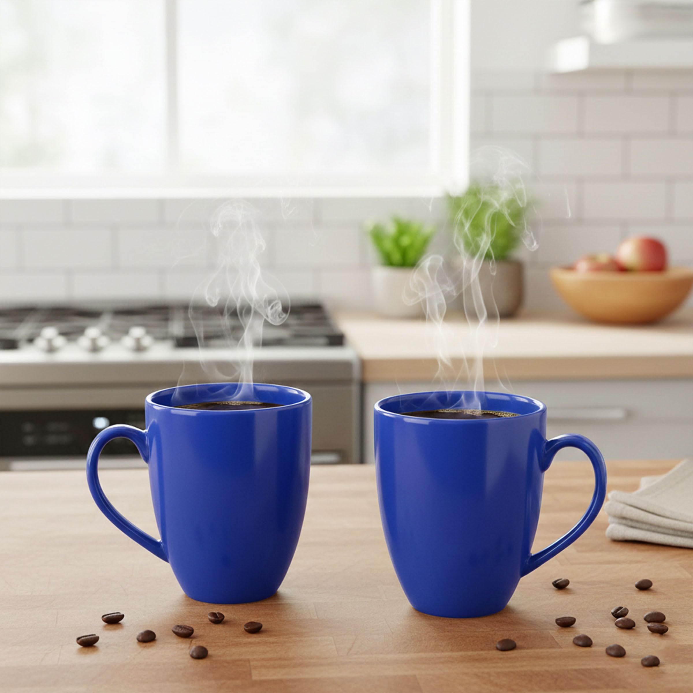 Gift Arcadia Ceramic Blue Coral Coffee Mugs Set of 2| Handmade Ceramic Mug | Microwave Safe Ceramic Color Mugs for Tea Coffee | Hot & Cold Beverages Tea Cups | 330ml (Cobalt Blue)