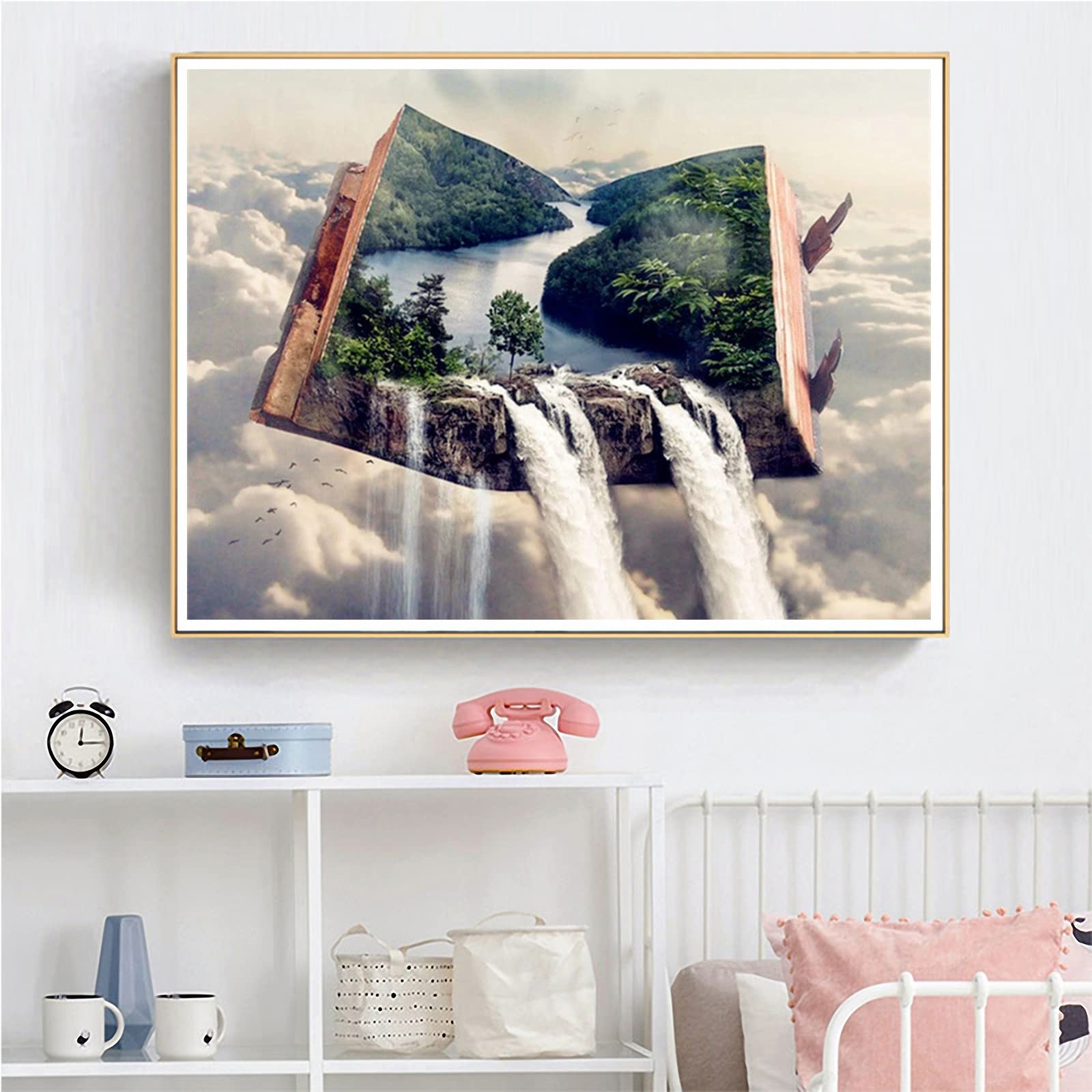 Trayosin Diamant Painting Bilder Wasserfall,Landschaft Daiments Painting Mit Diamond Painting Zubehör,Diamond Painting Bilder Für Indie Aesthetic Room Decor (90x60cm)