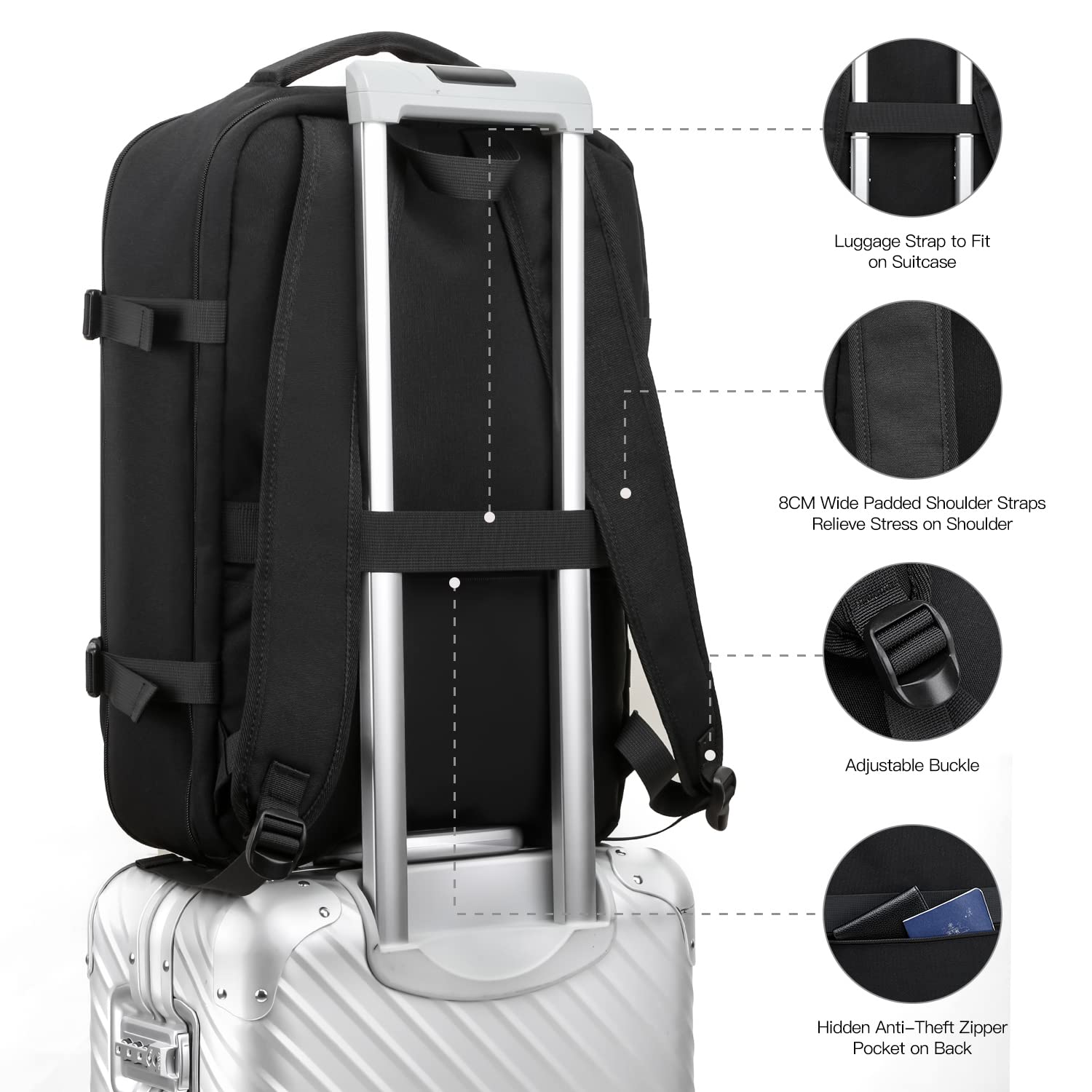 Della Gao Zaino Uomo Zaino per PC Portatile, Zaino Porta PC 15.6/17 Pollici Zaino Antifurto Impermeabile, Zaino Lavoro con Porta USB, Zaino PC per Universita Scuola Viaggio