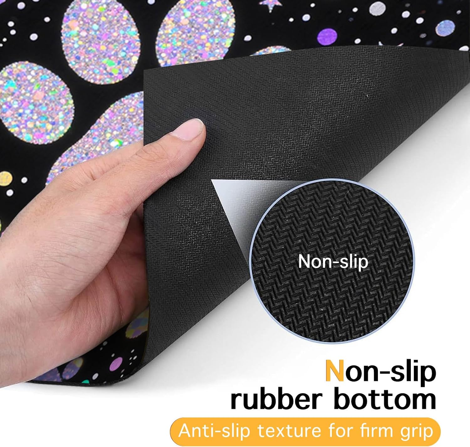 HOMETITUTE Pet Feeding Mats Cat Mat for Food and Water 20" x 12" Glitter Paw Print Cat Bowl Placemat Non-Slip Indoor Feeding Station Cute Pet Meal Mat for Small Pets Kitchen Floor Use