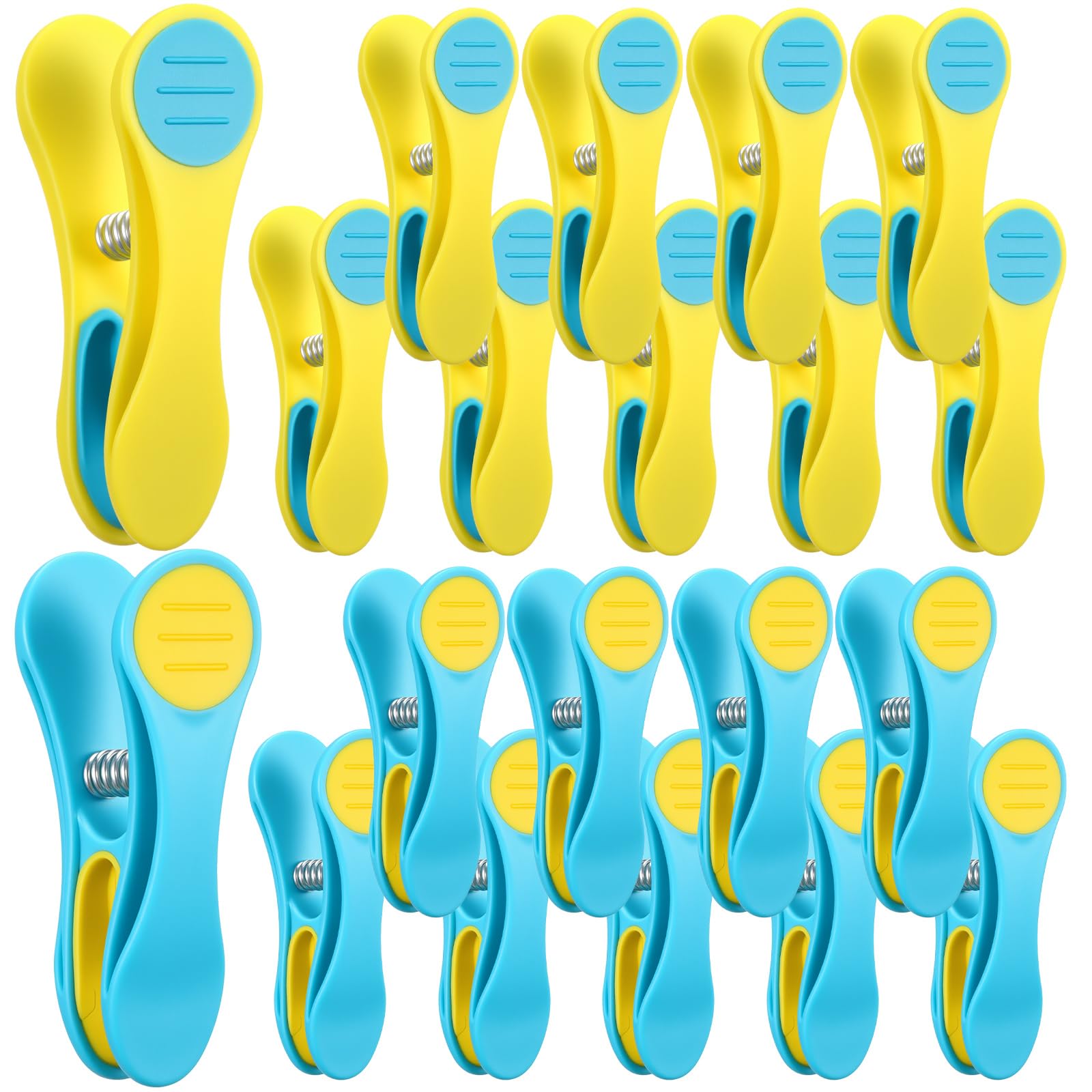 Fabsome Clothes Pegs for Washing Line, Pack of 20 Strong Grip Non Slip Washing Pegs, Soft Grip Long Lasting Plastic Laundry Pegs with Rubber Pad (Blue&Yellow, 20pcs)