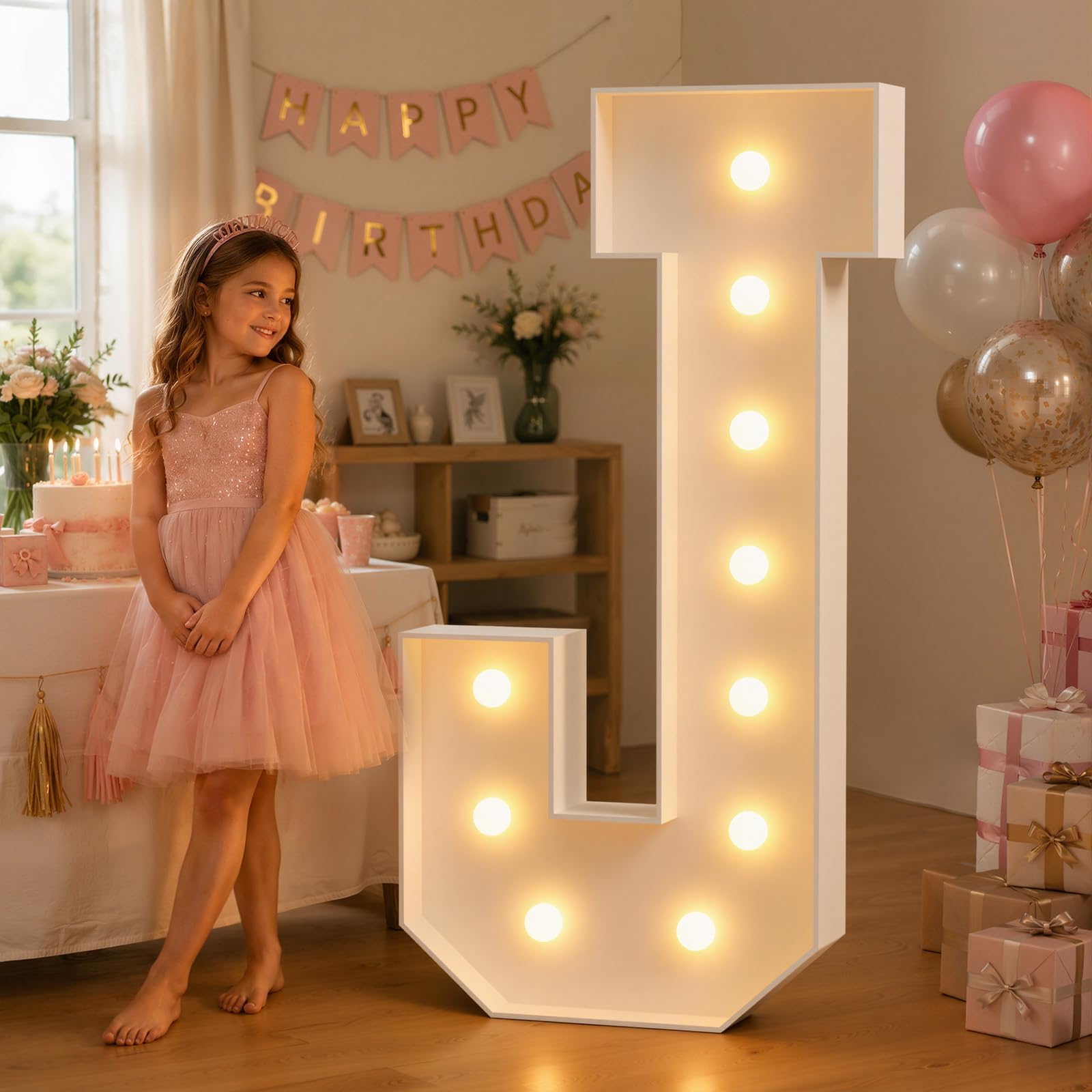 JoyMuse 4FT Marquee Light Up Letters,Large Marquee Letters 4 Feet Tall for Marry Me Proposal Decorations Big 4FT Letters with Lights for Baby Shower Party Decor, Letter J