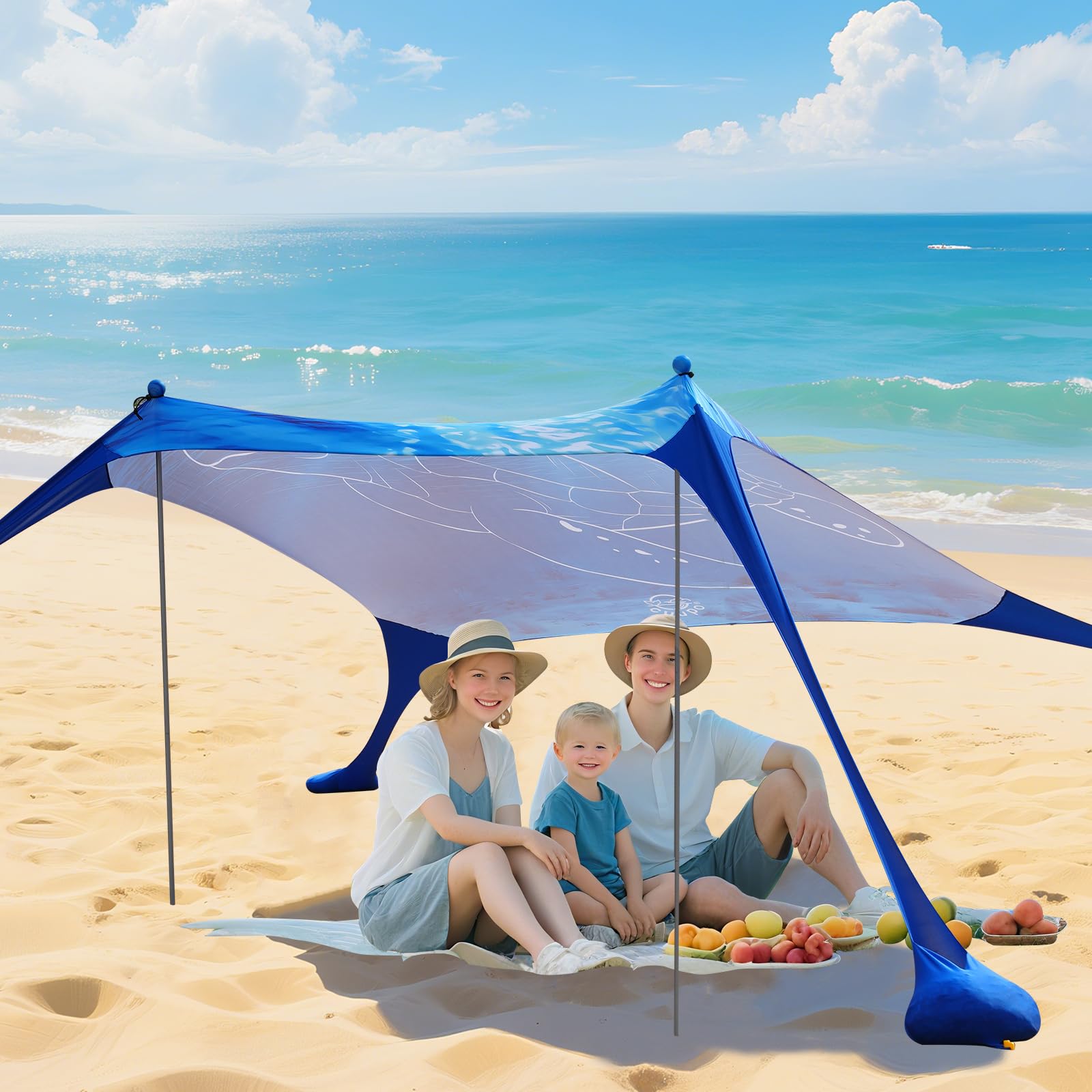 Tente de Plage Pop Up 160 x 200 cm, Impression 3D, Petite Protection Solaire, UPF50, Lycra, tentes d'extérieur, Plage, Camping,avec Barres de stabilité Tortue de mer