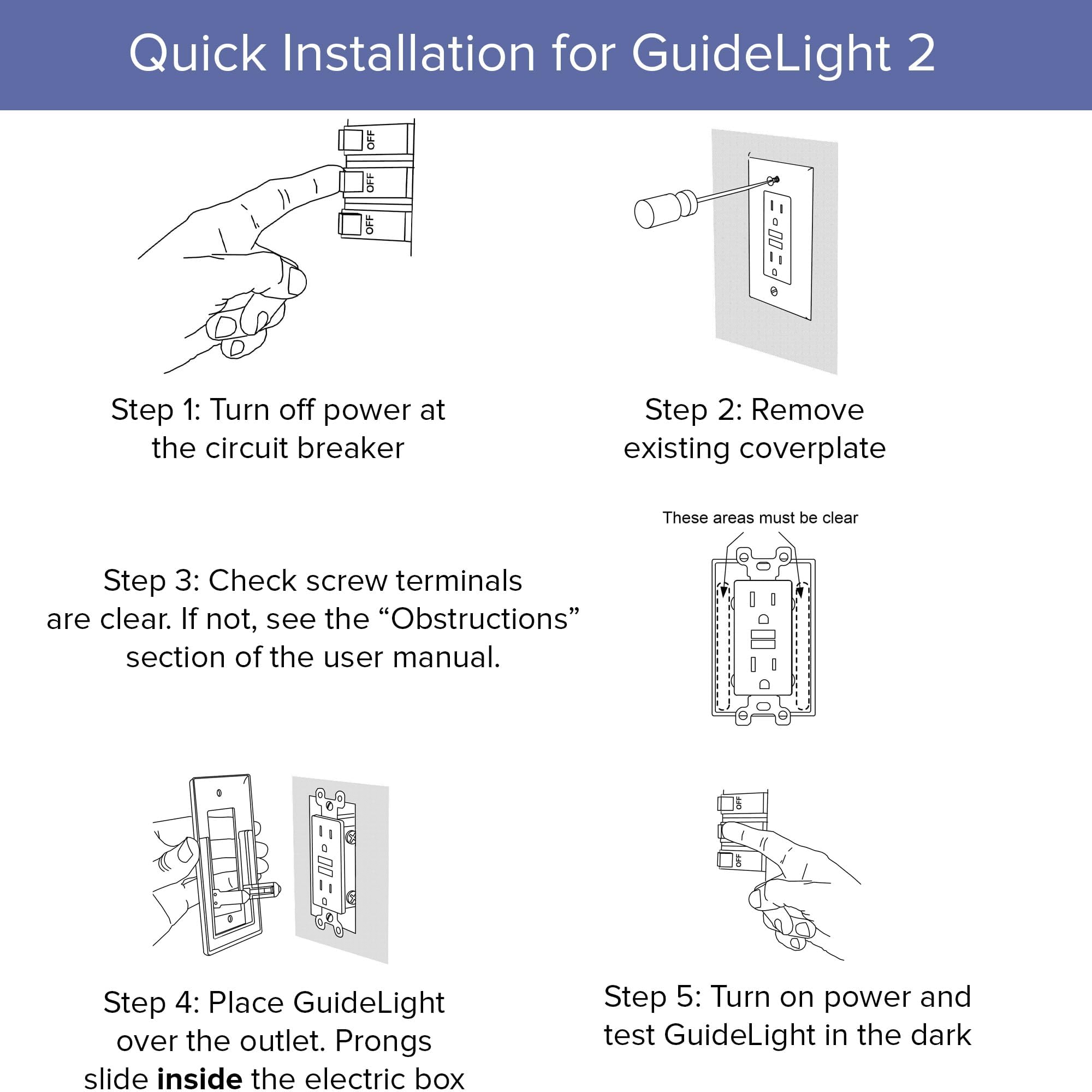 6 Pack - SnapPower GuideLight For Duplex Outlets - Replaces Plug-In Night Light - Electrical Receptacle Wall Plate — view 5