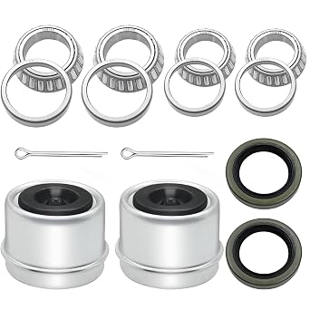 2 Set Fits for 1-3/8 to 1-1/16 Axles Trailer Wheel Hub Bearings Kit, L68149/L68111 and L44649/L44610, 171255TB Seal OD 1.719Axles Trailer Wheel Hub Bearings Kit with Dust Cover and Cotter Pin