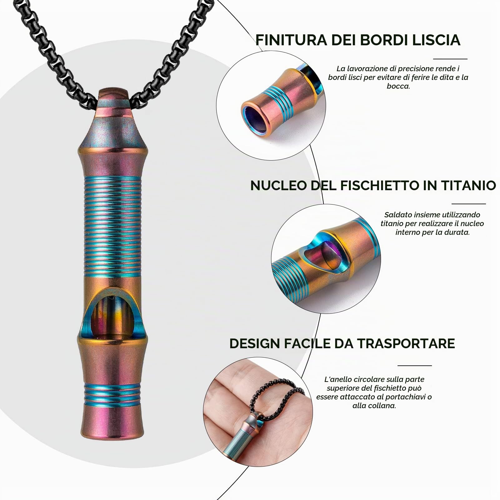 TISUR Titanium Loud Whistle01, Titanio Forte fischio Uomini e Donne