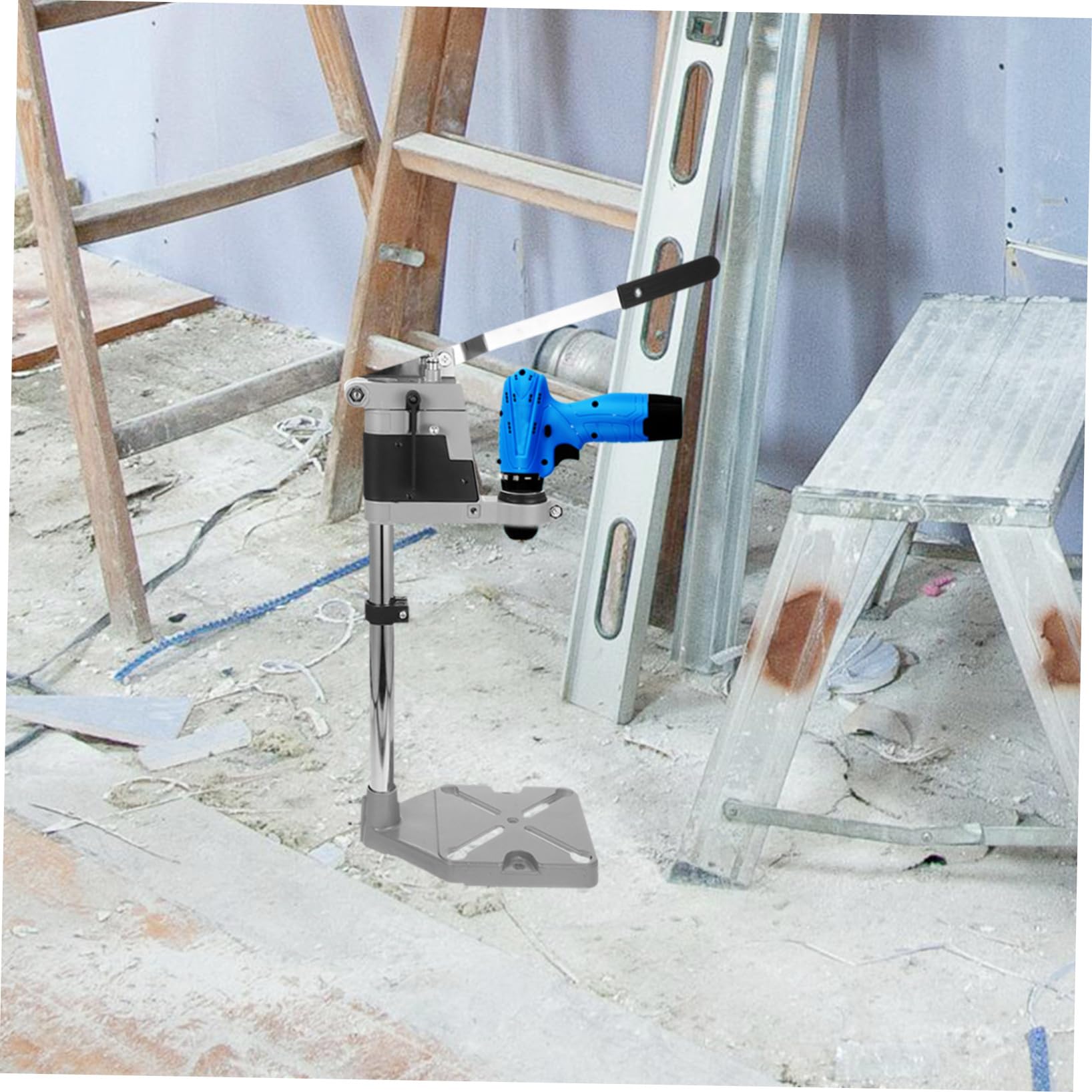 VILLCASE Supporto Per Trapano Colonna Portatile Base in Acciaio Per Trapano Elettrico Supporto Per Utensili Riparazione Manuale